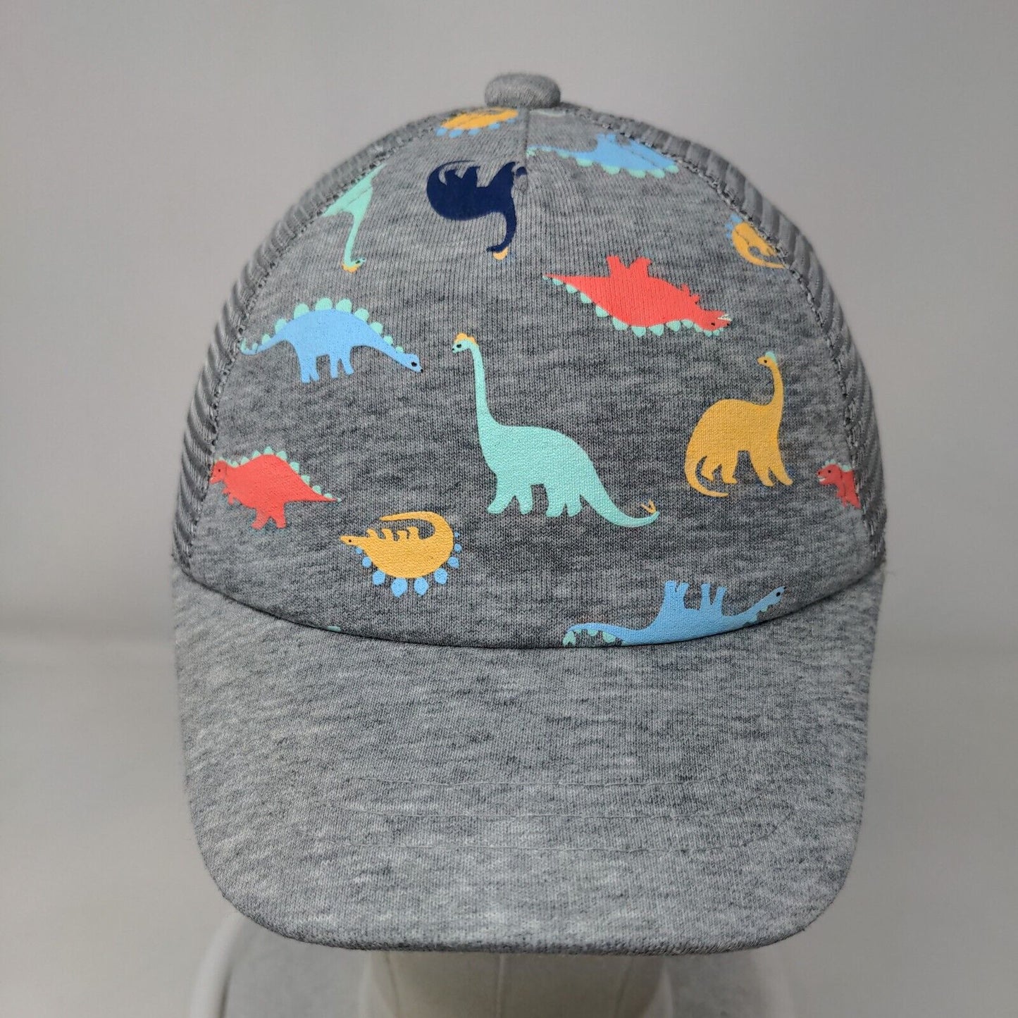 Dinosaur Snapback Trucker Hat Gray One Size Adjustable Mesh Back Animal Print