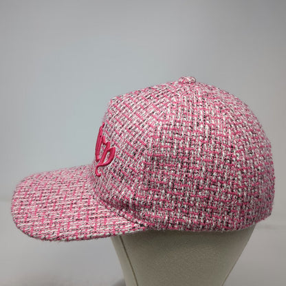 Juicy Couture 5 Panel Pink One Size Tweed Embroidered Logo Woven Strapback Hat