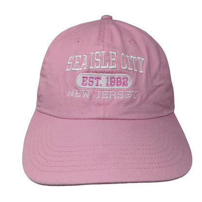 Sea Isle City New Jersey Est 1882 Slideback Hat Pink OSFA Adjustable Embroidered