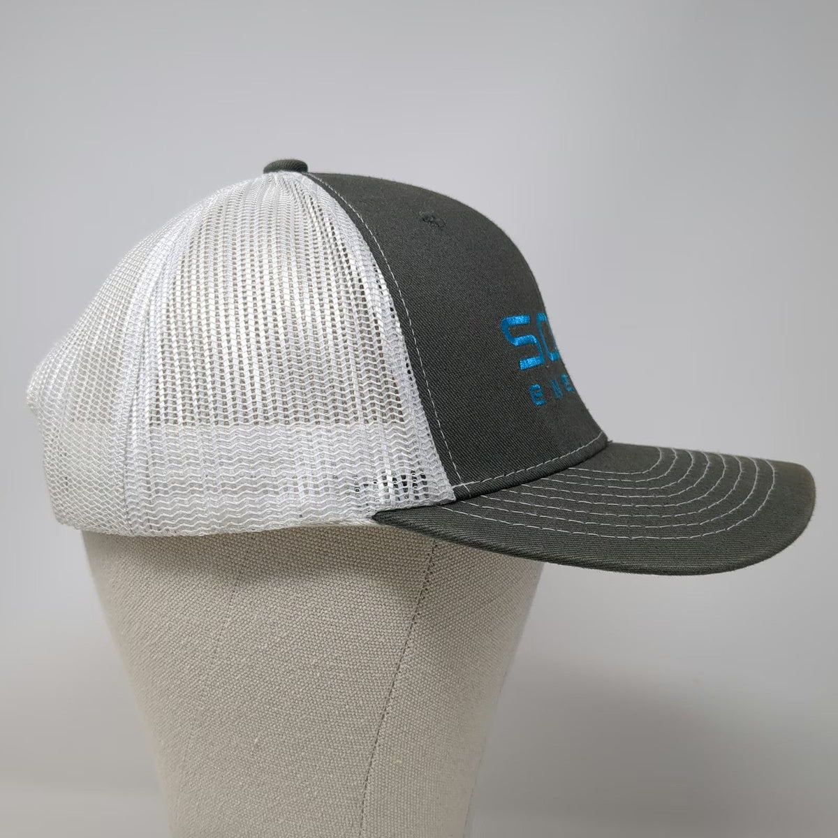 Direct Caps Trucker Hat Gray One Size SOLV Energy Mesh Back Snapback Stitching