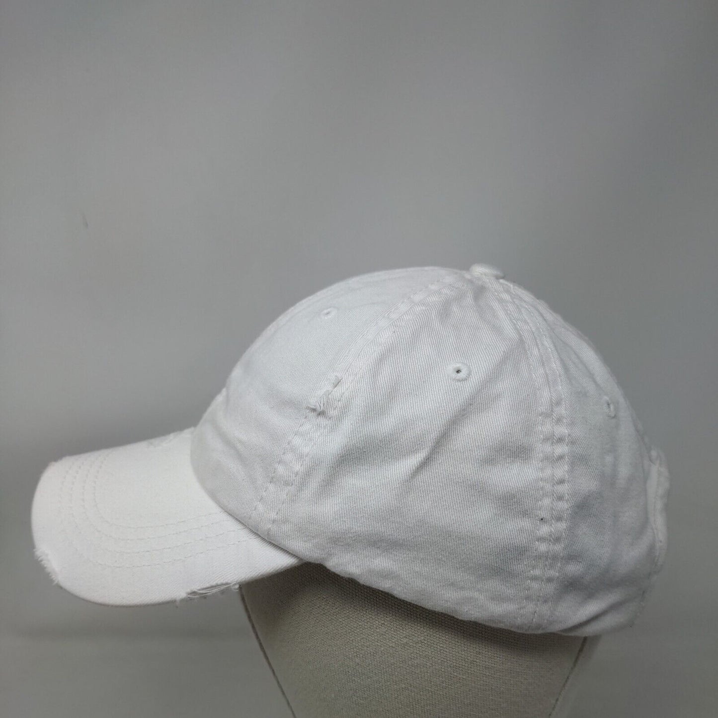 KB Ethos Strapback Hat Ponytail Caps White One Size Adjustable Distressed Blank