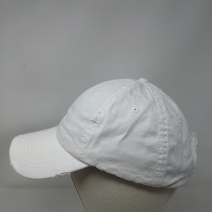 KB Ethos Strapback Hat Ponytail Caps White One Size Adjustable Distressed Blank