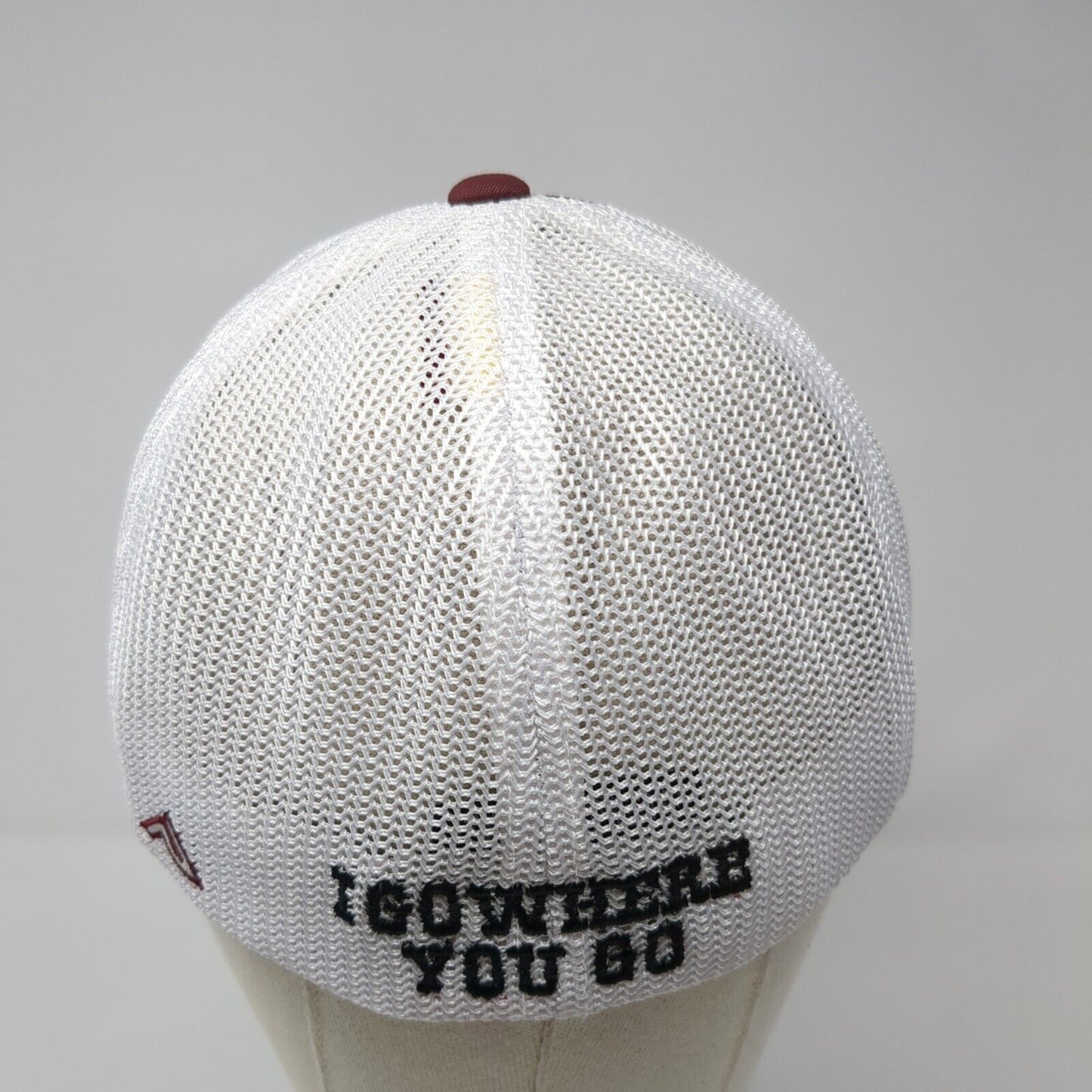 I Go Where You Go Fitted Trucker Hat Red 7 3/8-8 Mesh Back Colorblock