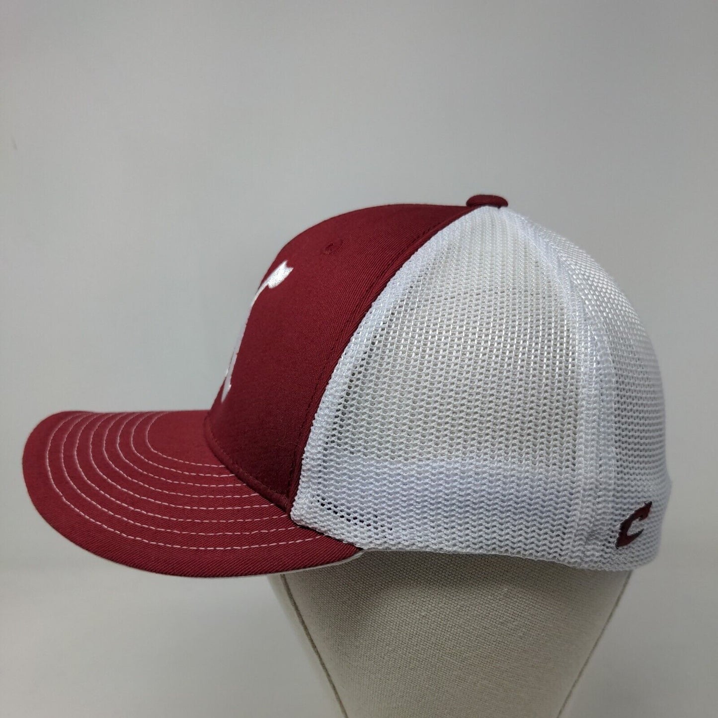 Champro Men's Fitted Mesh Back Hat White Red Size S-M Embroidered Big K Logo