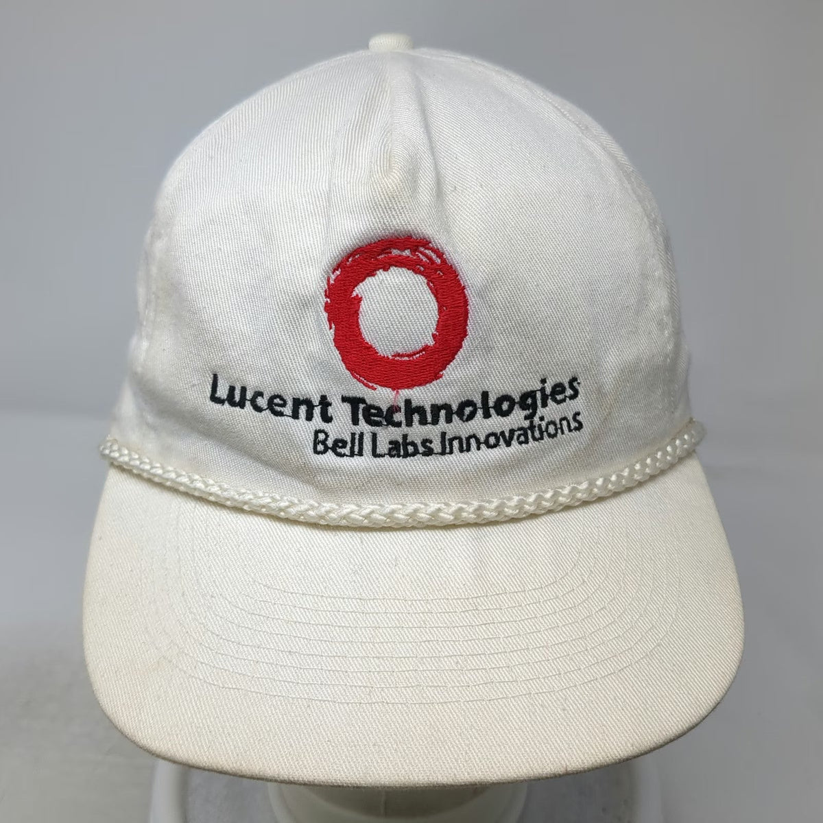 T.I. 5 Panel White One Size Hat Snapback Lucent Technologies Bell Labs Rope