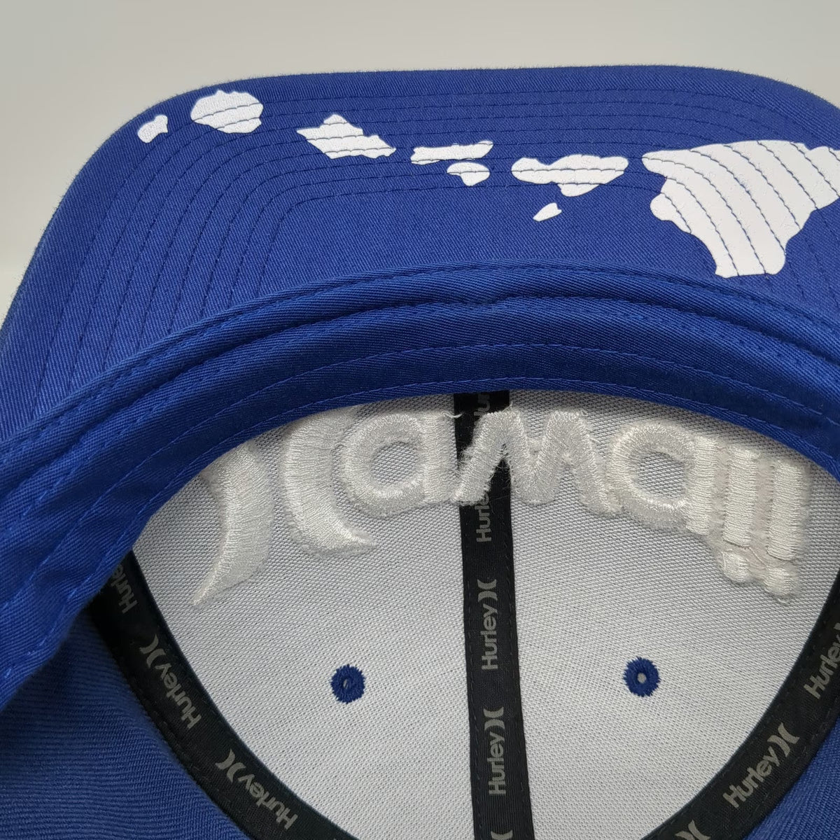 Hurley Snapback Hat Blue One Size Hawaii Embroidery Island Map Print Flat Brim