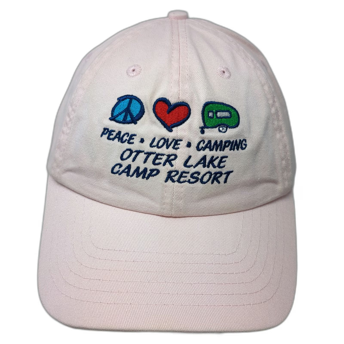 Royal Resortwear Baseball Cap Pink One Size Peace Love Camping Otter Lake Hat