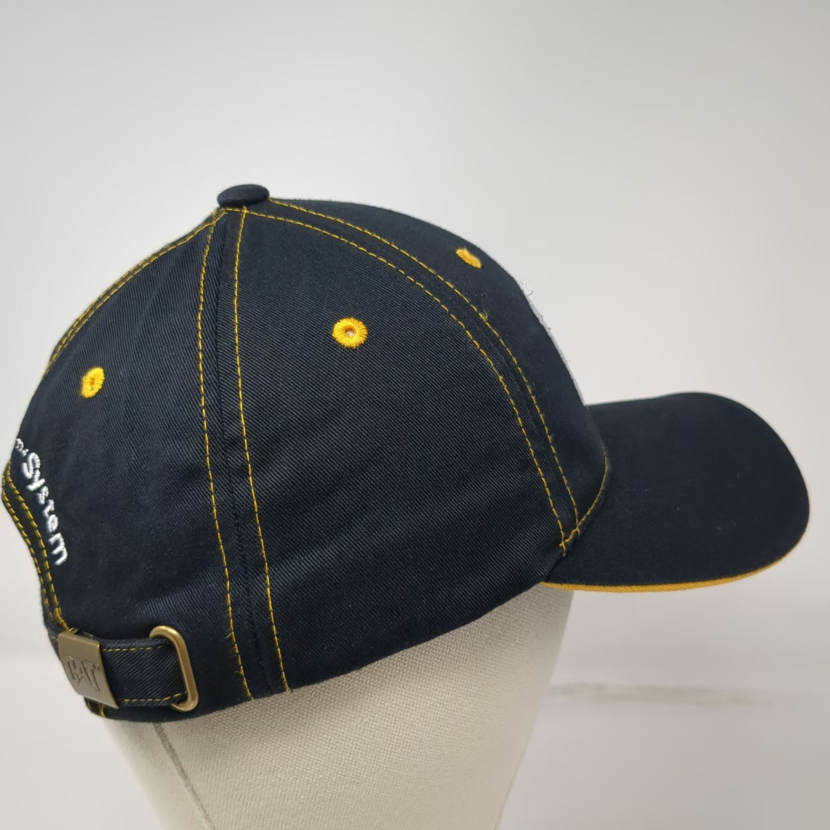 Caterpillar CAT MineStar System Black Baseball Cap One Size Yellow Stitching Hat