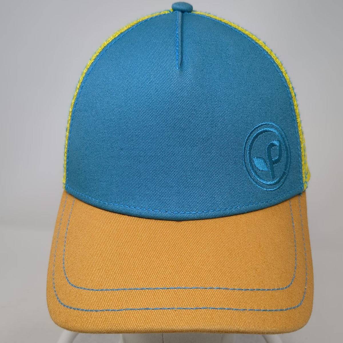 Pistil Trucker Hat Blue Yellow Orange One Size Mesh Snapback Logo Stitching