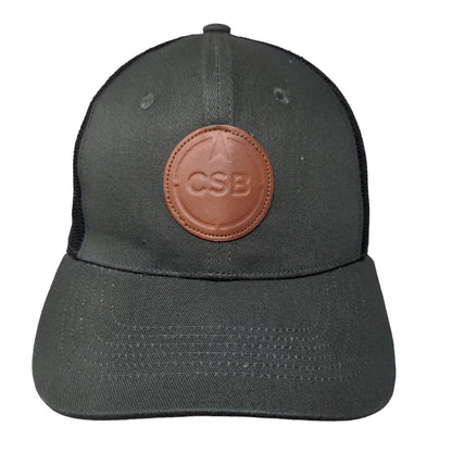 CSB Leather Patch Snapback Mesh Back Trucker Hat Gray One Size Colorblock