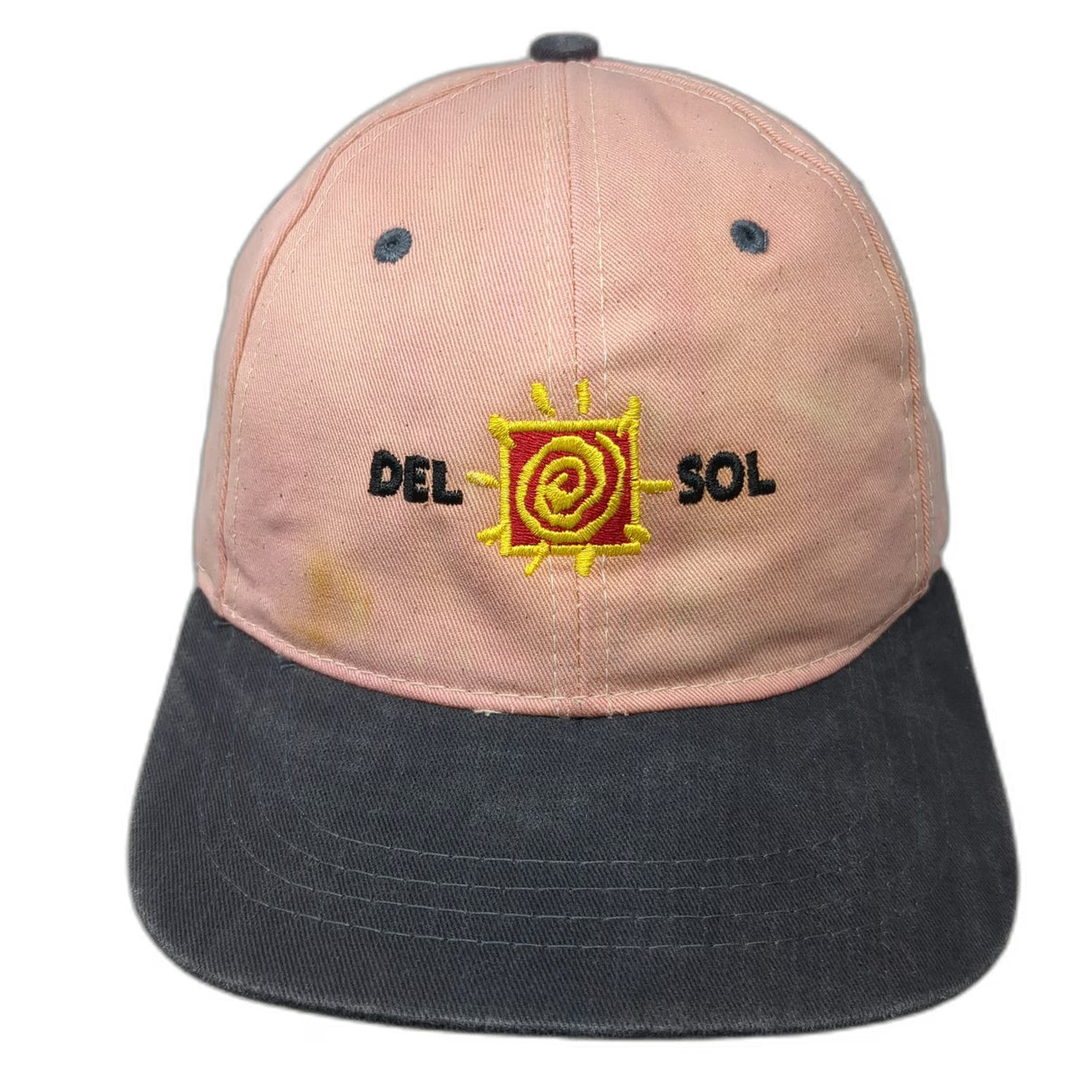 Del Sol Baseball Cap Pink Gray One Size Sun Logo Slideback Two Tone Contrast Hat