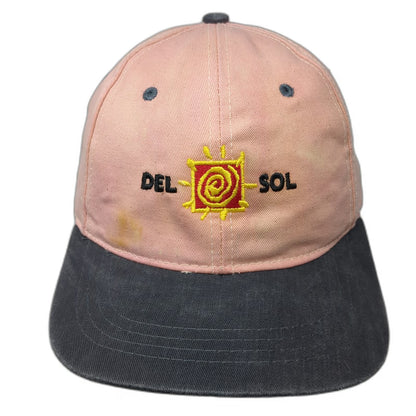 Del Sol Baseball Cap Pink Gray One Size Sun Logo Slideback Two Tone Contrast Hat
