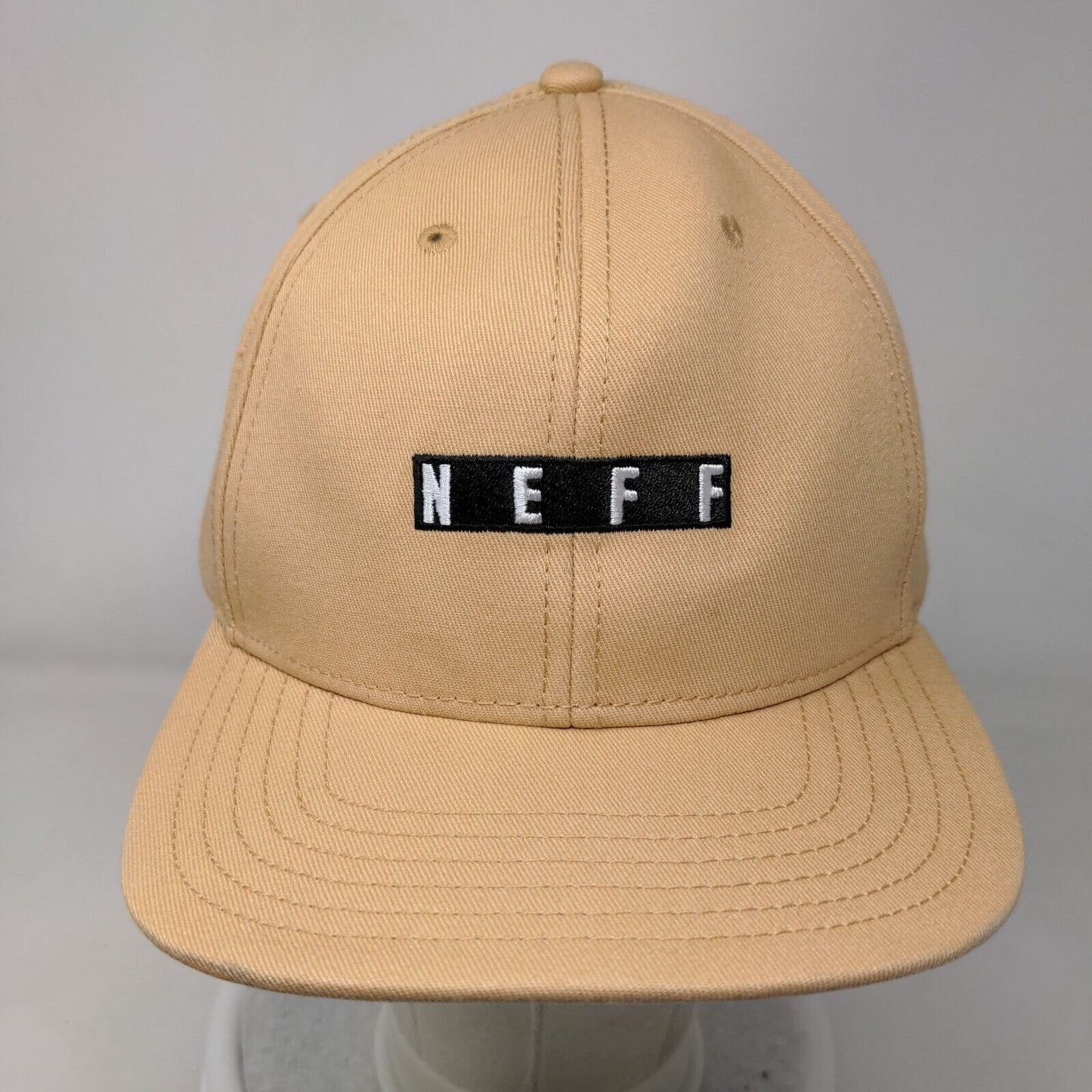 NEFF Snapback Hat Tan One Size Adjustable Embroidered Solid 6 Panel