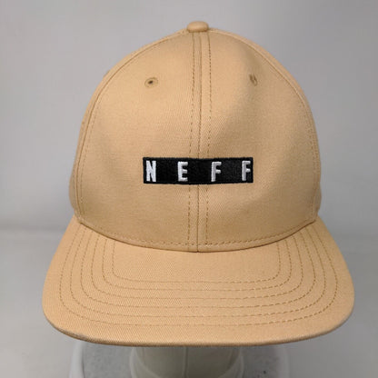 NEFF Snapback Hat Tan One Size Adjustable Embroidered Solid 6 Panel