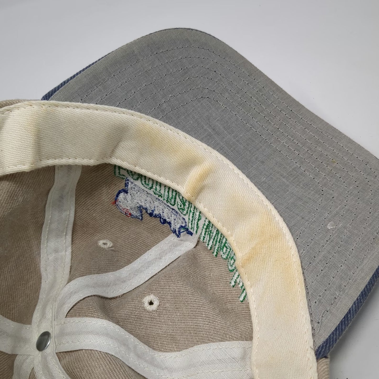 Twins Enterprise NFL Baseball Hat Beige Blue Patriots Football Weekly Vintage