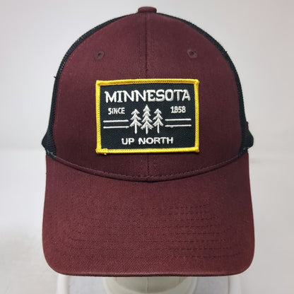 Zephyr Trucker Hat Red Black One Size Minnesota Up North Pine Trees Mesh Patch