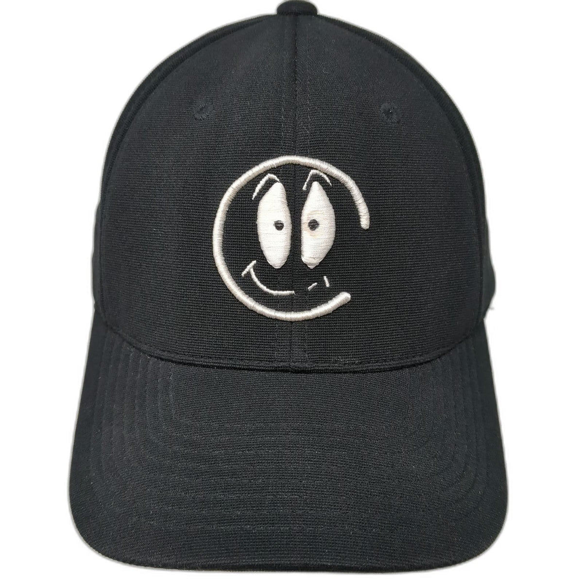 Pacific Headwear Baseball Cap Black XL Fitted Performance Hat Smiley Face JM
