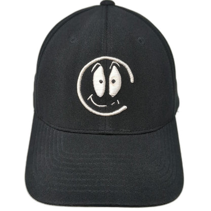 Pacific Headwear Baseball Cap Black XL Fitted Performance Hat Smiley Face JM