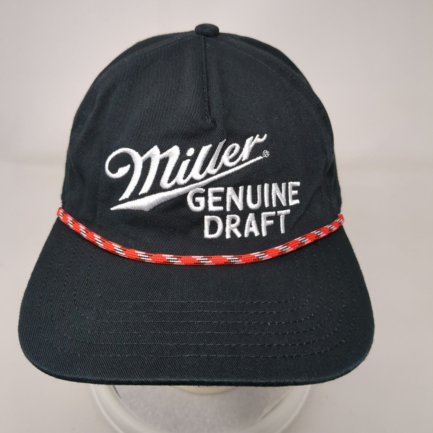 Miller Genuine Draft Snapback Hat Black OSFA Adjustable Rope 6 Panel Mad Engine