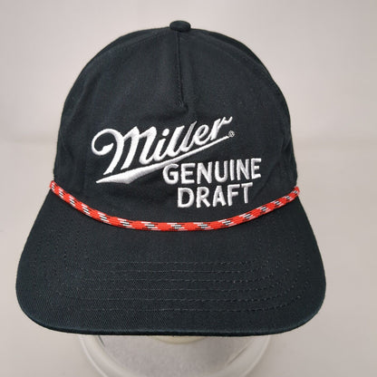 Miller Genuine Draft Snapback Hat Black OSFA Adjustable Rope 6 Panel Mad Engine