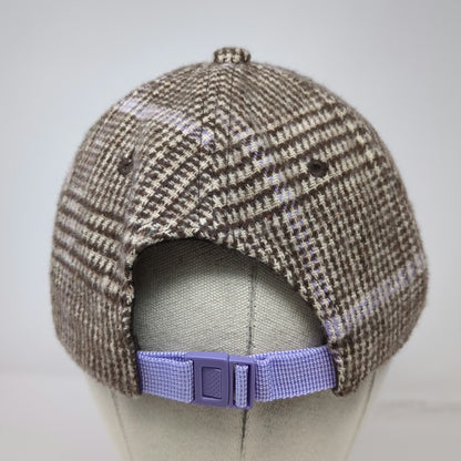 A New Day Baseball Cap Brown One Size Glen Plaid Purple Strapback Buckle Hat