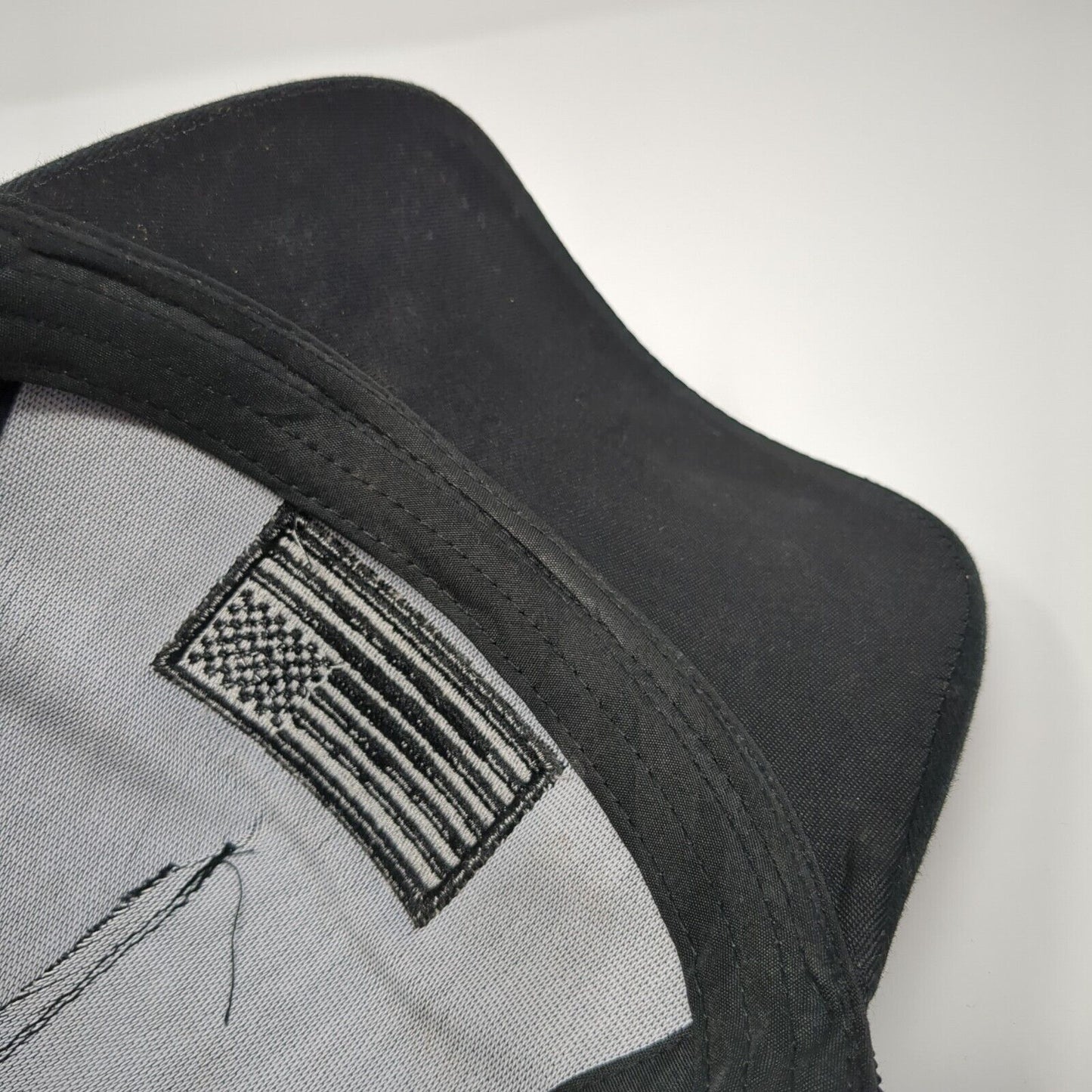 USA Flag Snapback Trucker Hat Black One Size Adjustable Patriotic Mesh Back