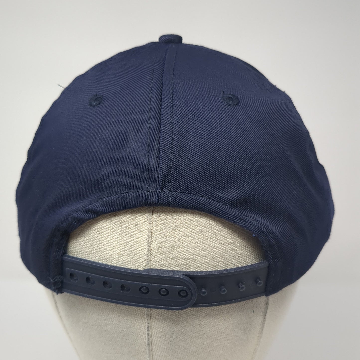 State Bank Snapback Hat Blue One Size Adjustable Embroidered Vented Holes