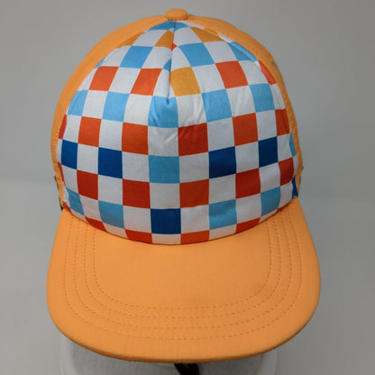 Checkered Strapback Hat Multicolor One Size Adjustable Strap Vented Holes