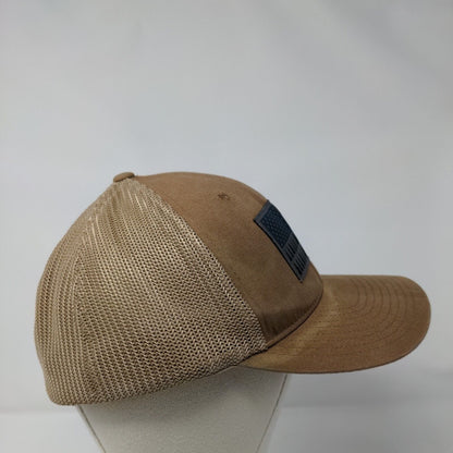 Tree Flag Fitted Mesh Back Trucker Hat Tan One Size Columbia Flexfit
