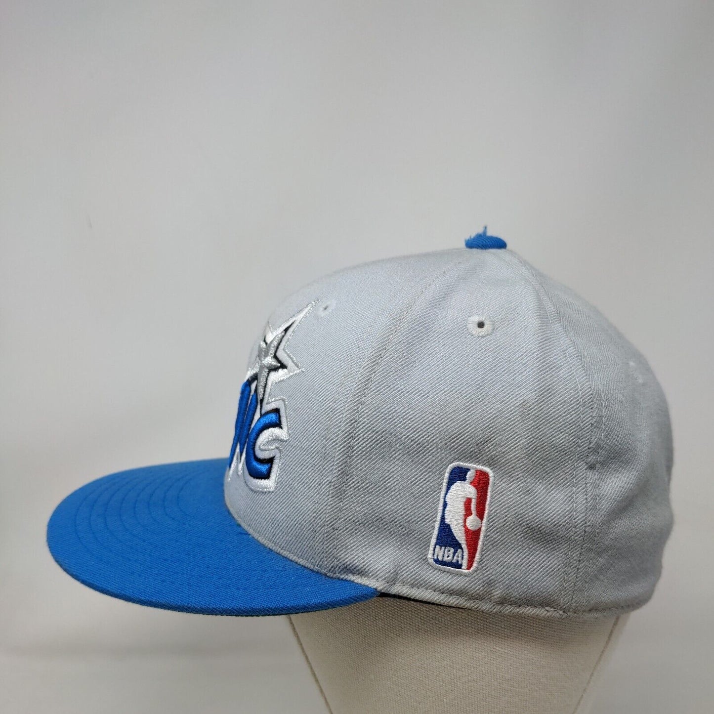 Orlando Magic Fitted Hat Gray Blue 7 1/4 Embroidered Logo NBA Mitchell & Ness