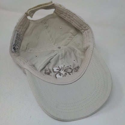 Daytona Beach Shores Strapback Hat Tan One Size Embroidered Hibiscus