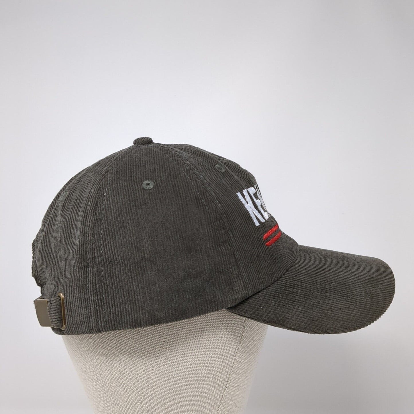 Kennedy 24 Slideback Hat Gray OSFA Adjustable Embroidered Corduroy Cotton
