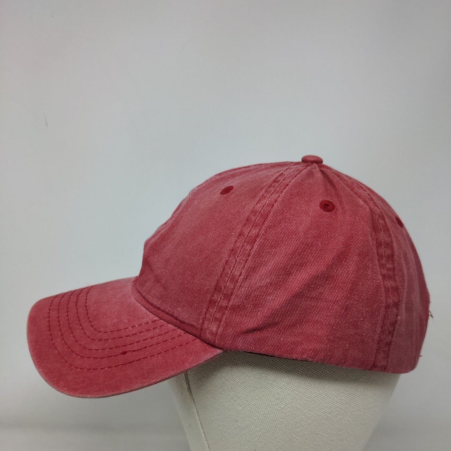 Unbranded Strapback Hat Red OSFM Adjustable Vented Holes 6 Panel Blank
