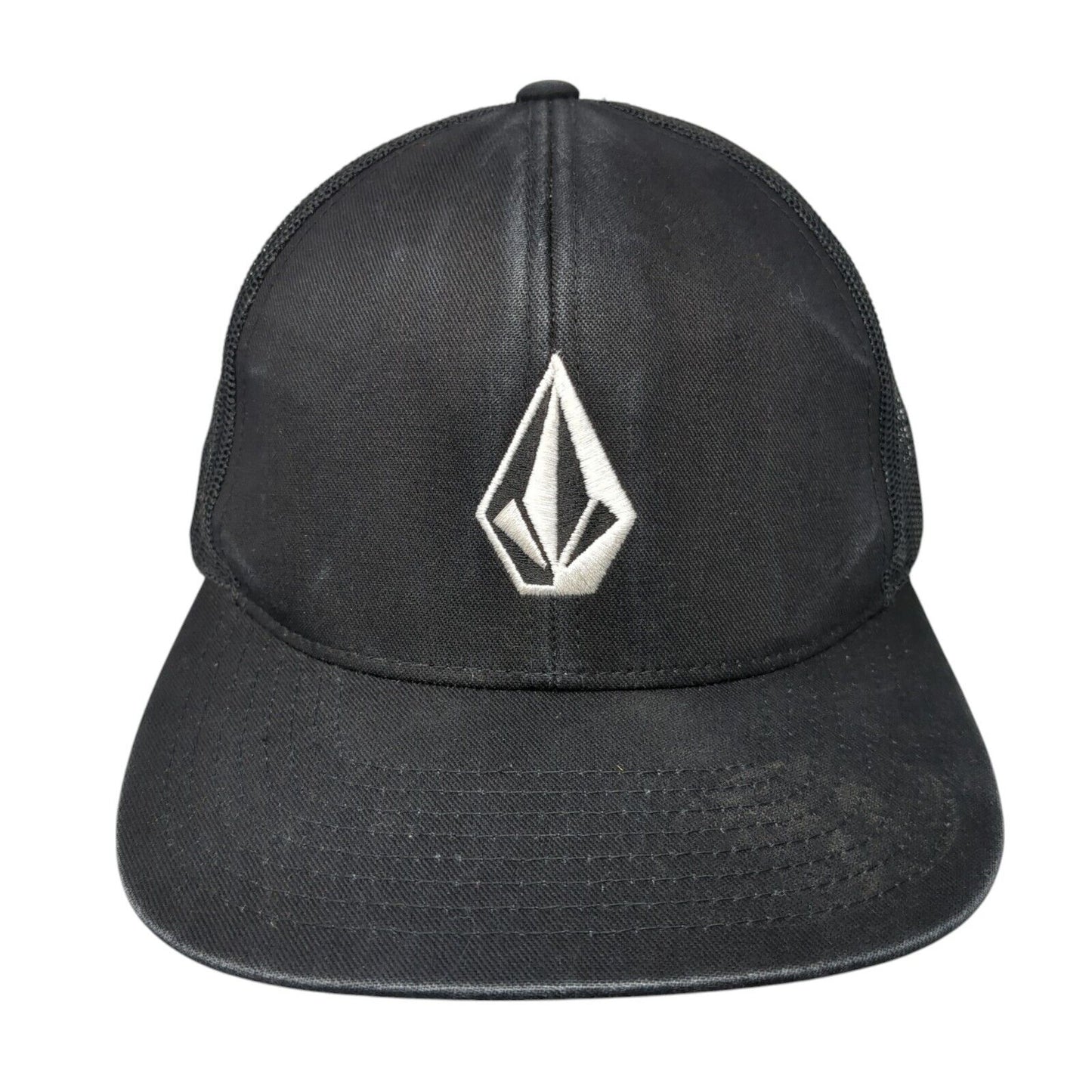 Volcom Snapback Mesh Back Trucker Hat Black One Size Adjustable Solid