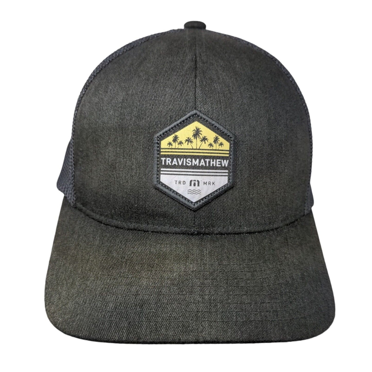 Travis Mathew Patch Fitted Mesh Back Trucker Hat L/XL Gray Flexfit