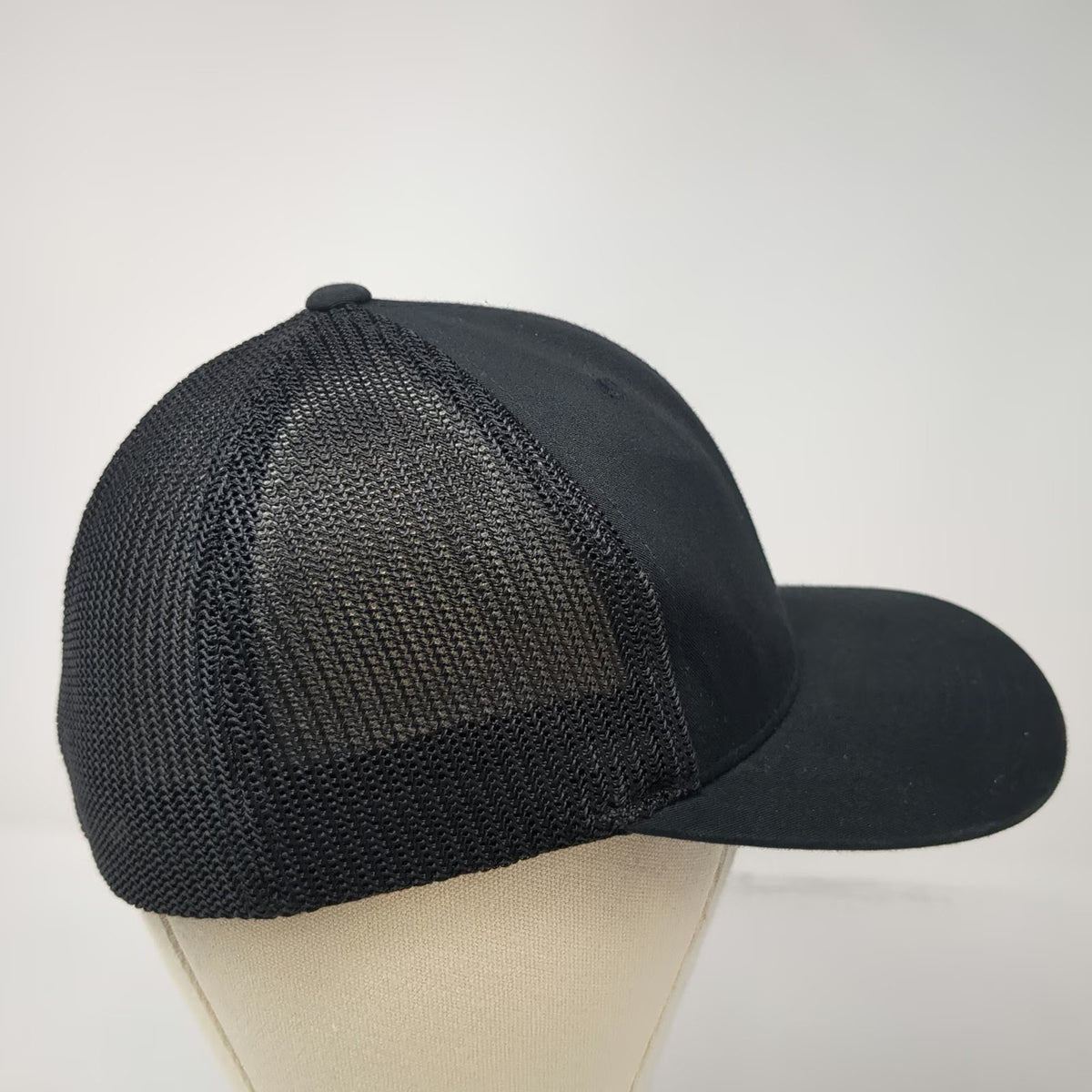 Port Authority Baseball Cap Black M A-1 Heating Mesh Back Flexfit Fitted Hat