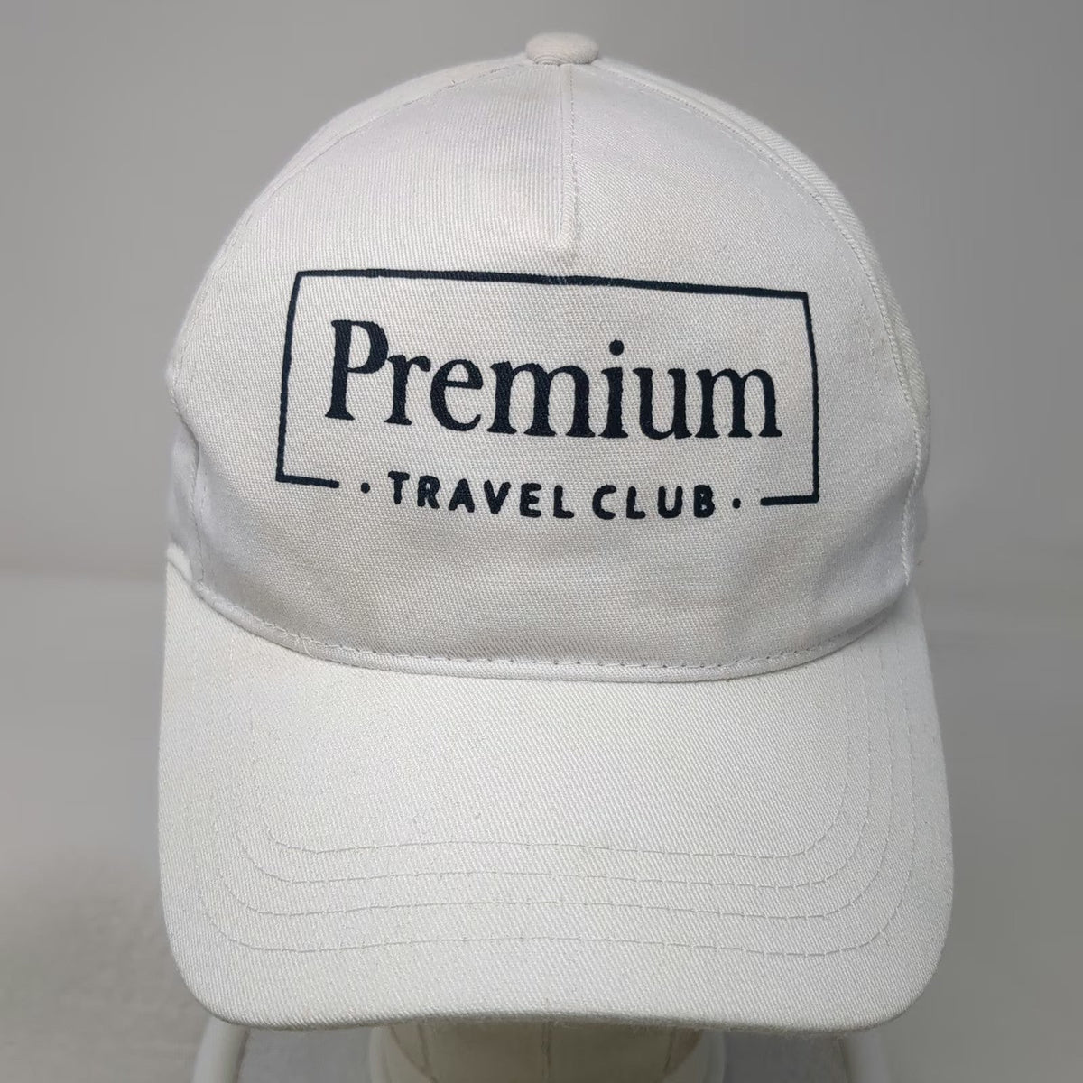 5 Panel White One Size Strapback Premium Travel Club Graphic Print Cotton Hat