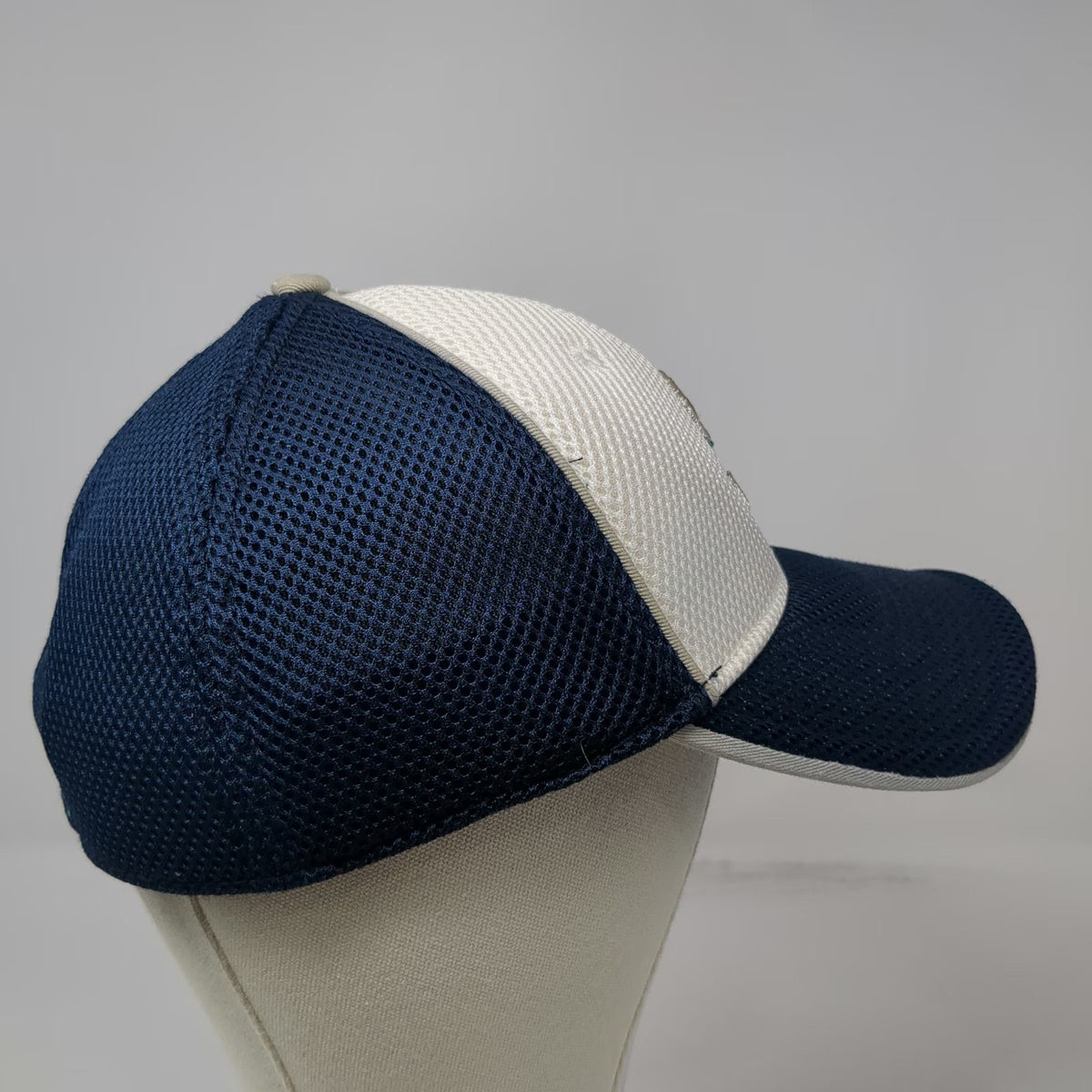 New Era Seattle Mariners MLB Blue White L Baseball Cap Hat Mesh Stretch Fitted