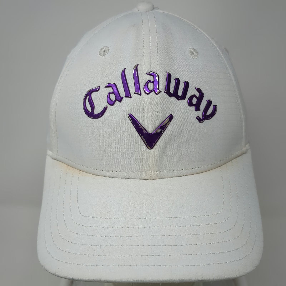 Callaway Baseball Cap White One Size Purple Logo Performance Strapback Golf Hat
