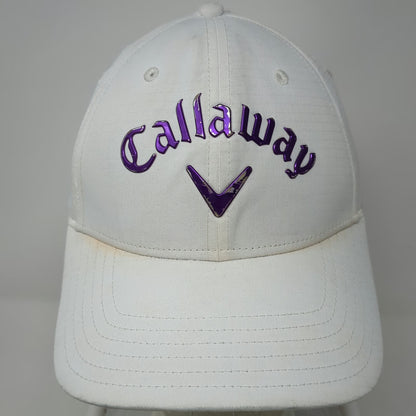 Callaway Baseball Cap White One Size Purple Logo Performance Strapback Golf Hat