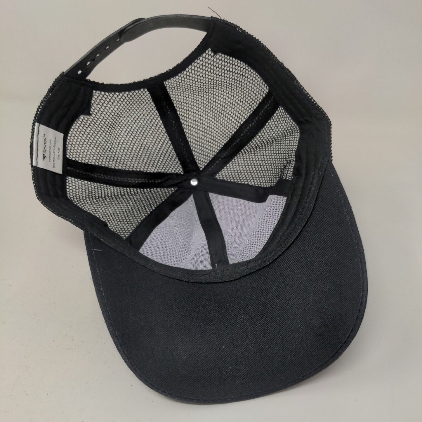 Sportoli Boy's Snapback Mesh Back Hat Black Adjustable Embroidered Logo