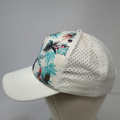 Roxy Trucker Hat White One Size Tropical Floral Print Mesh Back Summer Snapback