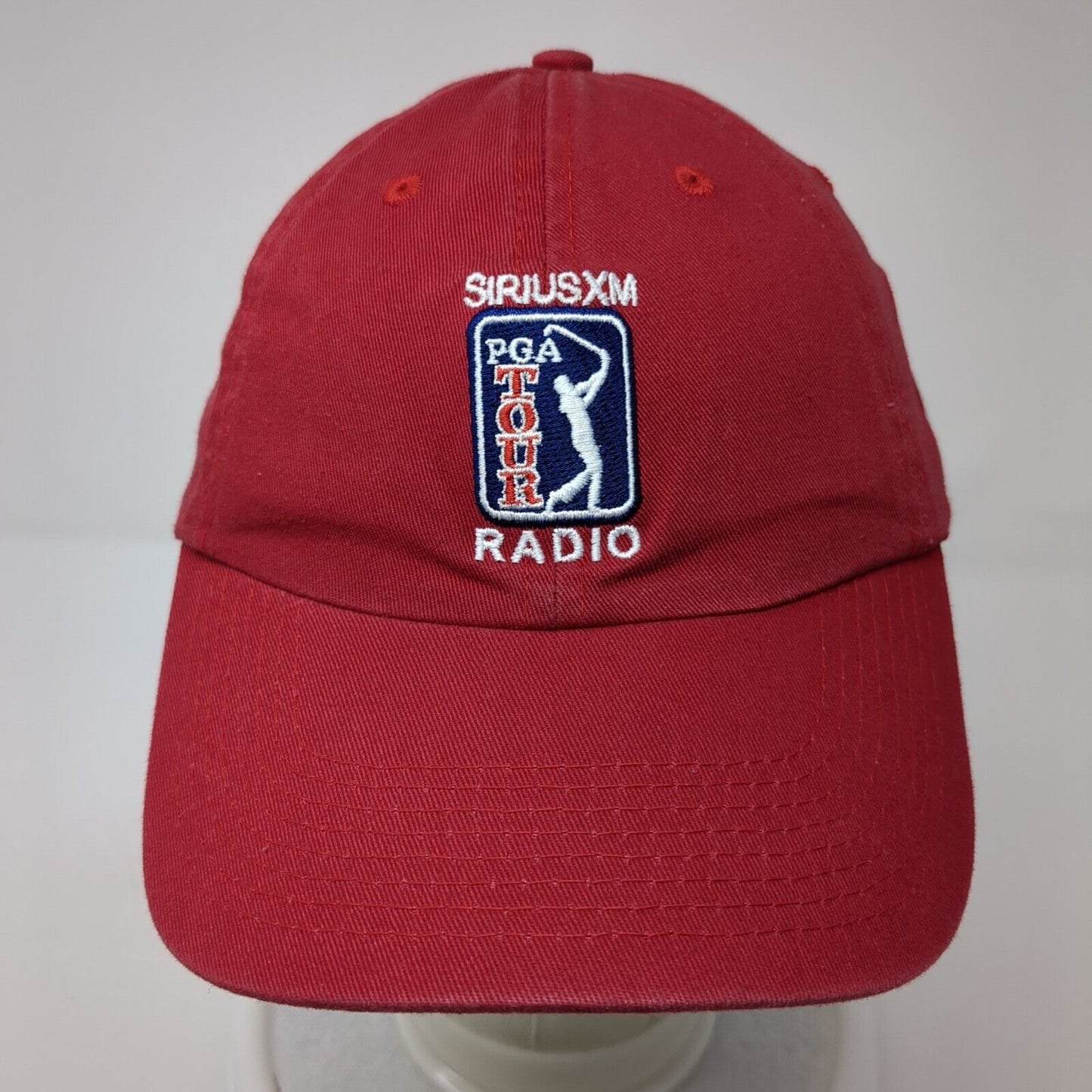 PGA Tour Siriusxm Radio Slideback Golf Hat Red OS Adjustable 6 Panel Fahrenheit