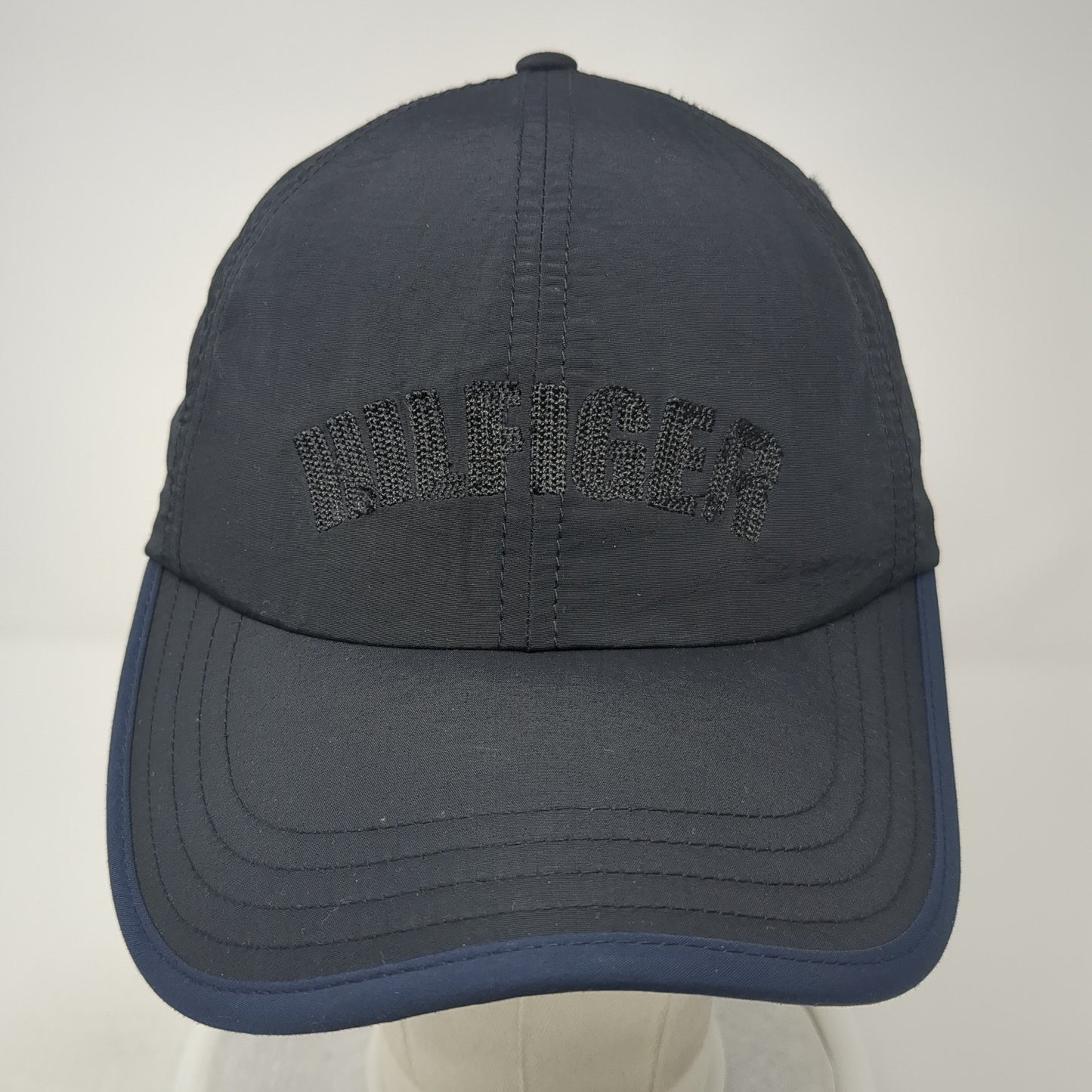 Hilfiger Spell Out Slideback Hat Black One Size Adjustable Leather Strap