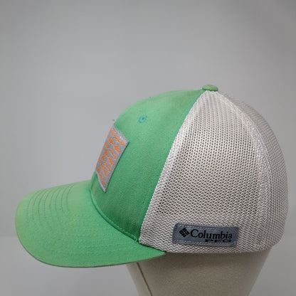 Columbia Fish Flag Fitted Trucker Hat Green S/M Lightweight Mesh Back 6 Panel