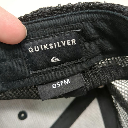 Quiksilver Trucker Hat Black One Size Mesh Snapback Mountain Wave Surf Logo
