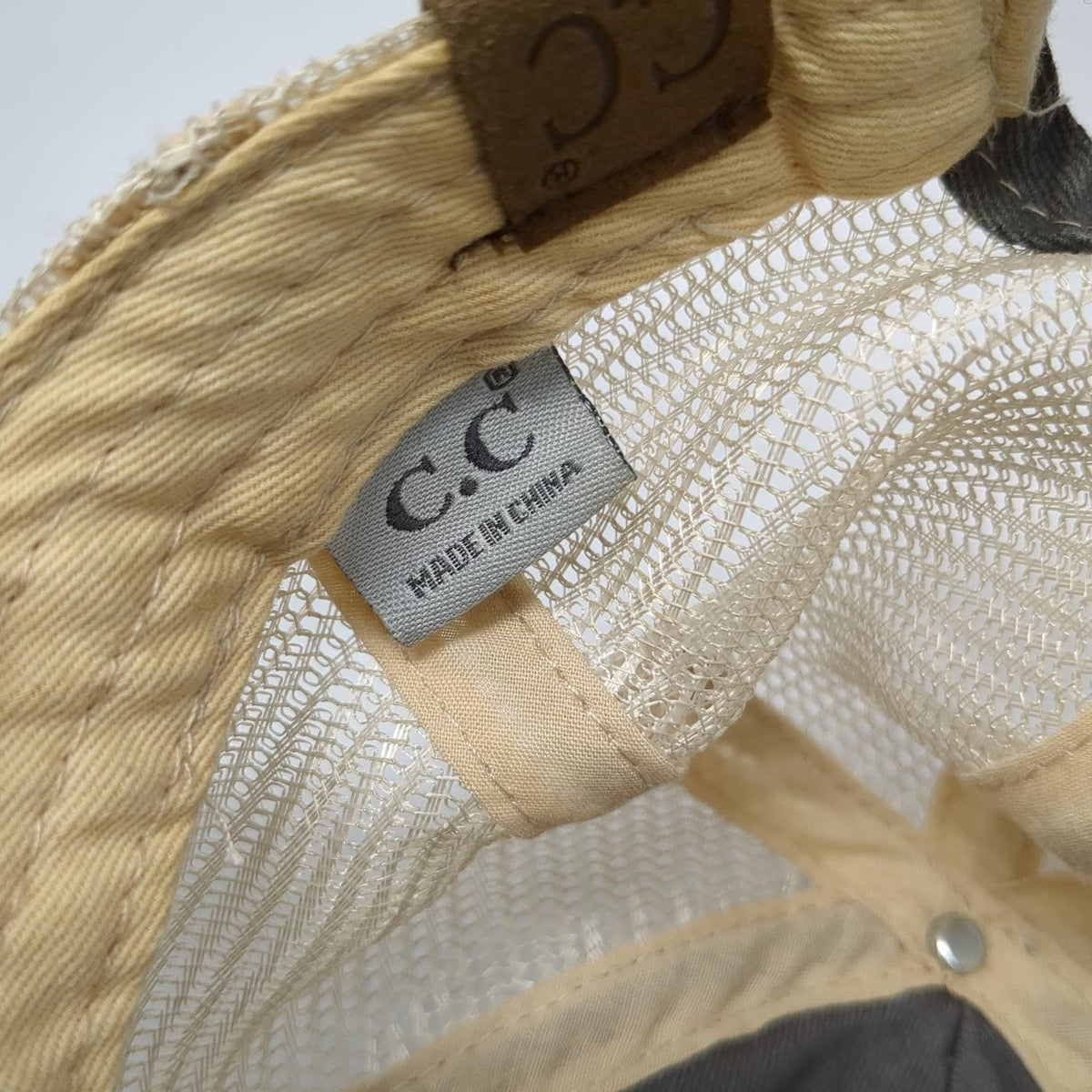 C.C Baseball Cap Gray One Size Distressed Camo American Flag Mesh Adjustable Hat