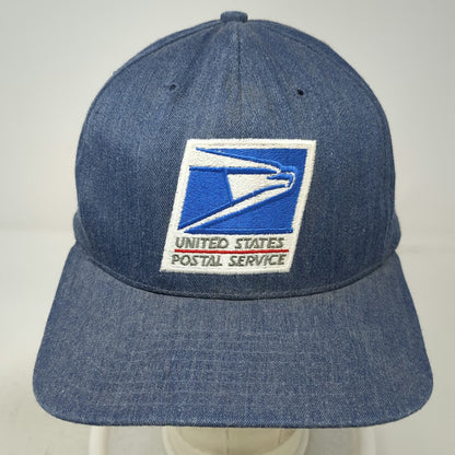 US United States Uniform Company Snapback Blue M USPS Logo Denim Hat USA Vintage