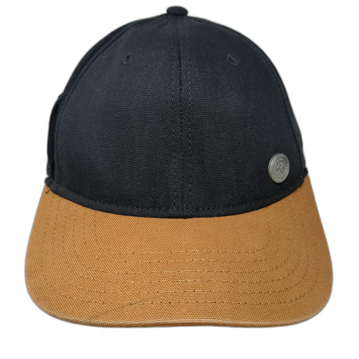 George Baseball Cap Black One Size Two Tone Brown Metal Pin Strapback Canvas Hat