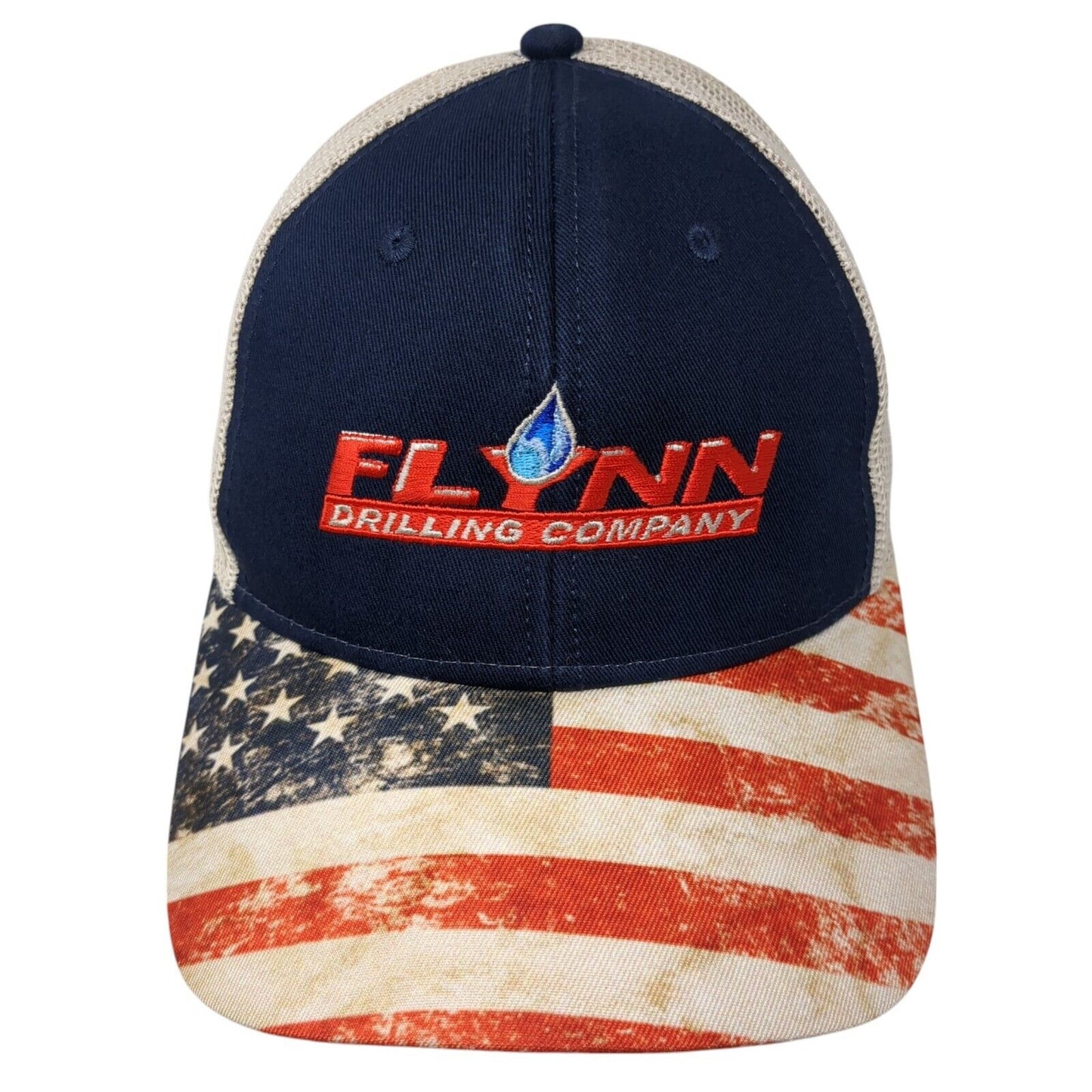 Flynn Drilling Company Snapback Trucker Hat Multi OS Adjustable Patriotic Mesh